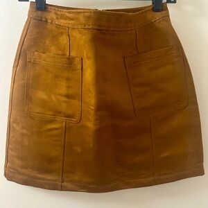 NWOT Old Navy Suede Like Tan A-Line Mini Skirt w Pockets, New
